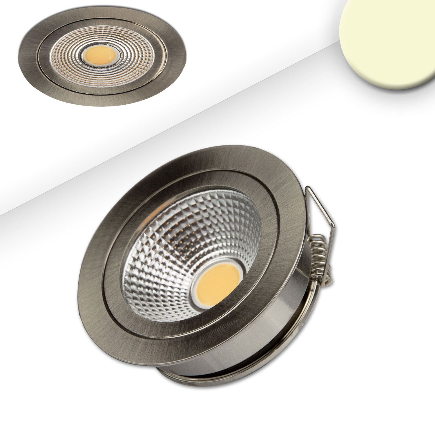 ISOLED LED Einbaustrahler COB mit Reflektor, 5W, 60°, nickel geb., warmweiß ISOLED LED Einbaustrahler COB mit Reflektor, 5W, 60°, nickel geb., warmweiß - 1