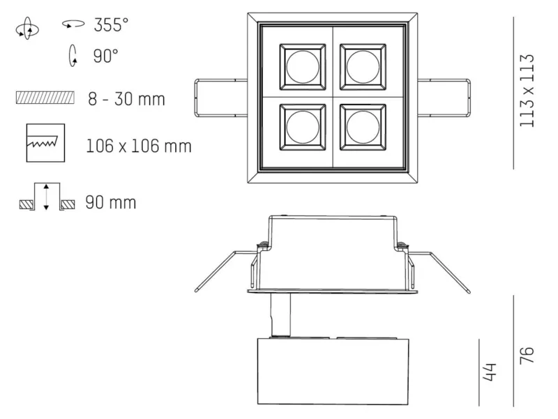 Molto Luce GRID SEMI RECESSED (schwarz) - Produktbild 2