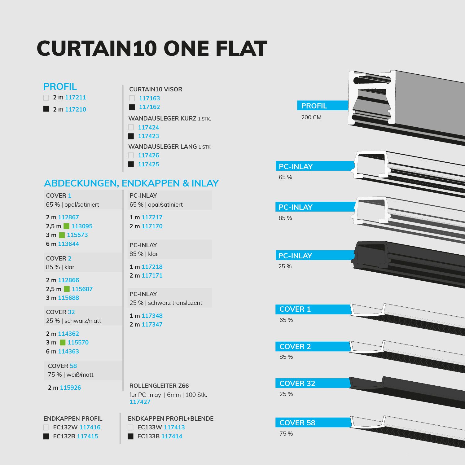 ISOLED Gardinenprofil Curtain10 ONE FLAT, weiß RAL 9010, 200cm - 7