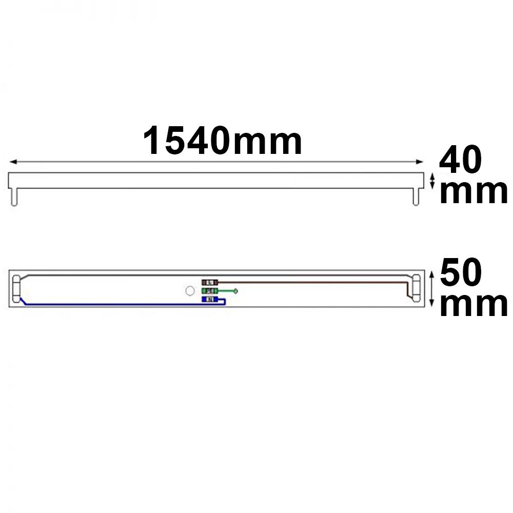 ISOLED Halterung für T8 Röhren 150cm, verkabelt, ohne VG - 3