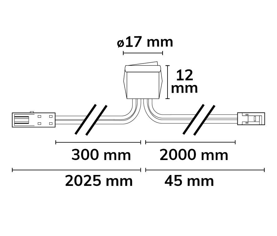 ISOLED MiniAMP Einbauschalter Ein/Aus, female-Buchse und male-Stecker, 30cm+200cm, 2-polig, weiß, max. 5A - 3