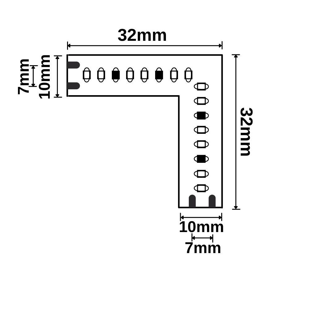 ISOLED Eckverbindung leuchtend 1,5W für CRI919/940 MiniAMP CCT Flexband, 2 polig, 12V DC, 7W+7W, IP20 - 2