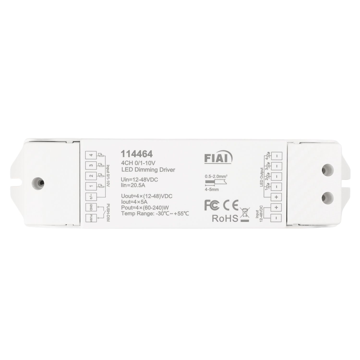 ISOLED 1xPush / 4x1-10V Input zu 4 Kanal PWM Output, 12-48V DC 4x5A - 1