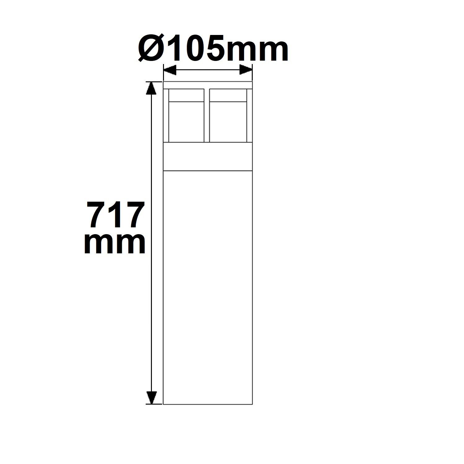 ISOLED LED Wegeleuchte Poller-5, 70cm, 6W, sandschwarz, warmweiß - 3