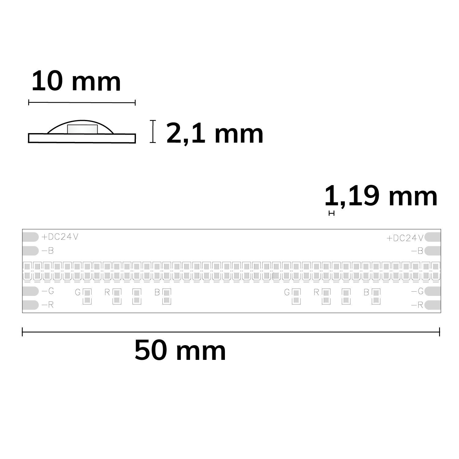 ISOLED LED COB RGB Linear Flexband, 24V DC, 14,4W, IP20, 5m Rolle, 840 LED/m - 2