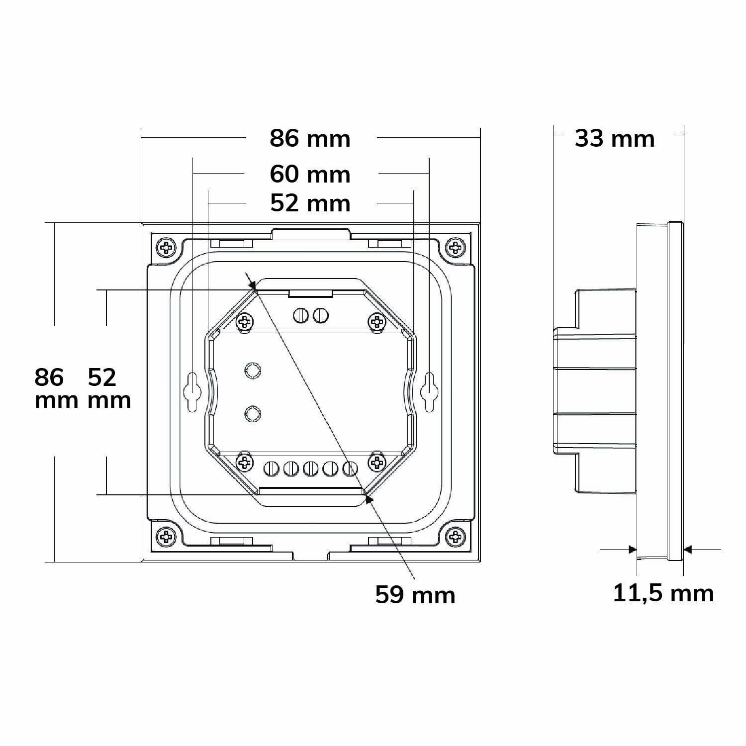 ISOLED Sys-Pro 1 Zone Einbau-Touch-Funk-Bedienung 1x0-10V Output, schwarz, 100-240V - 3