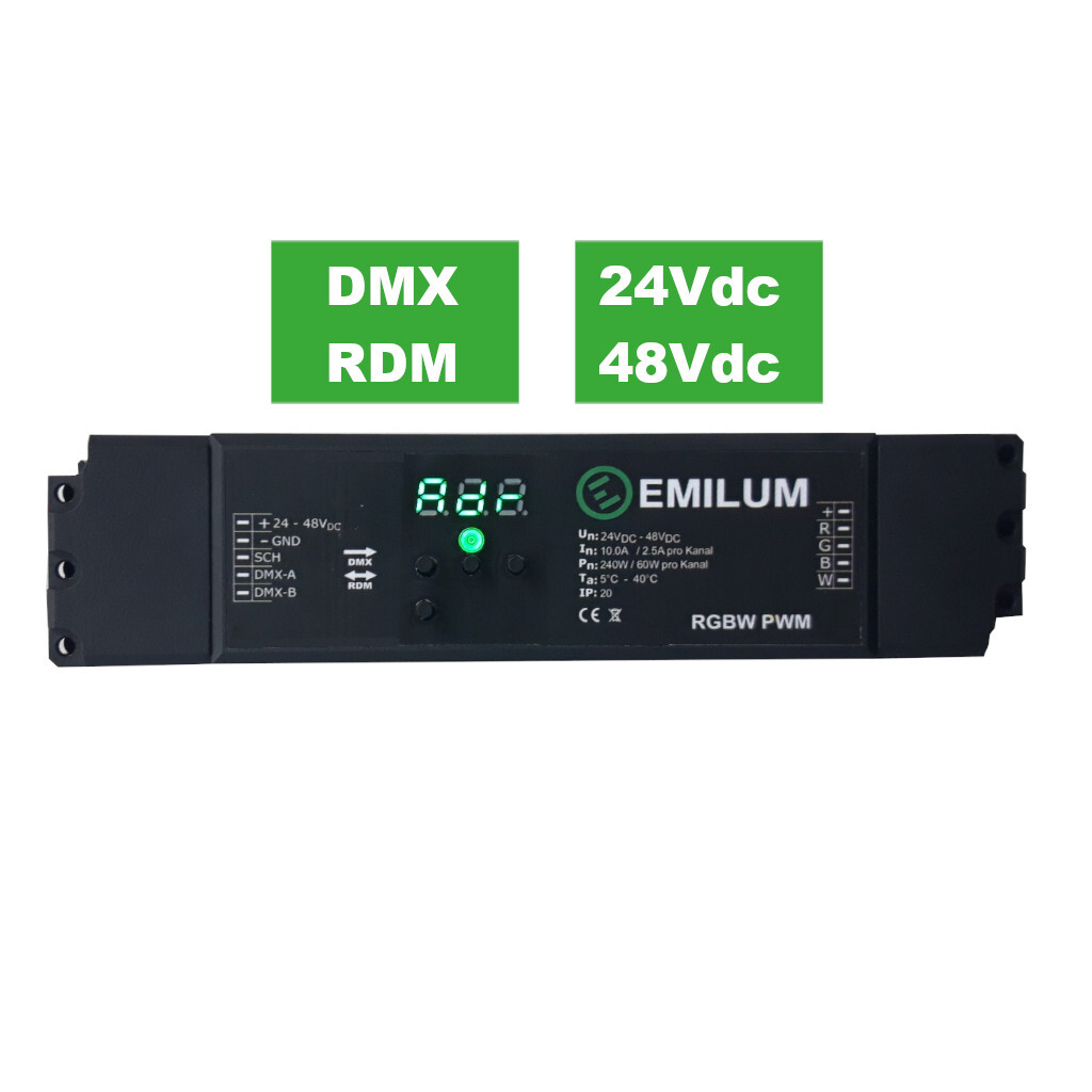 Emilum LED-PWM-Ceiling-Dimmer, 4-Kanal, DMX/RDM, 12-48V, 240W (480W @48V) Emilum LED-PWM-Ceiling-Dimmer, 4-Kanal, DMX/RDM, 12-48V, 240W (480W @48V) - 1