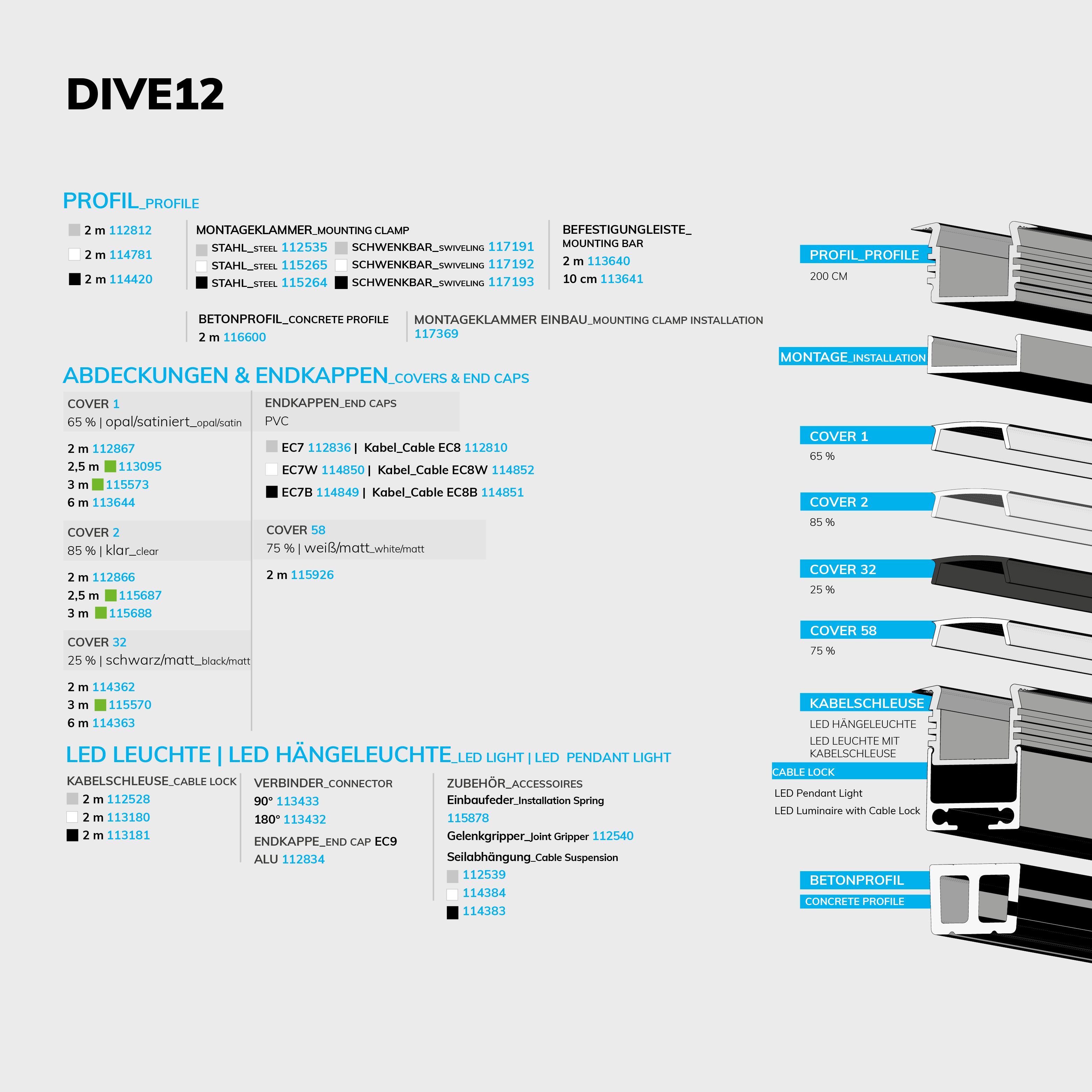 ISOLED LED Einbauprofil DIVE12 Aluminium eloxiert, 200cm - 5