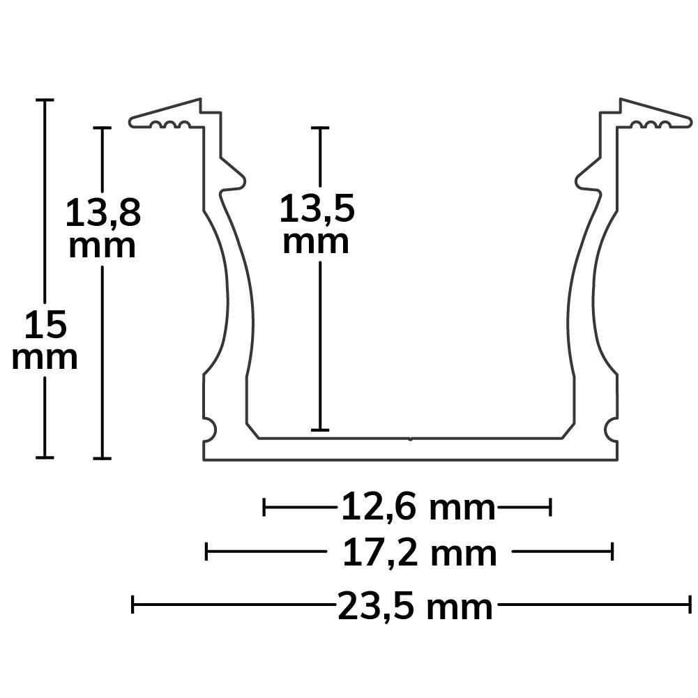 ISOLED LED Einbauprofil PURE12 D Aluminium eloxiert, 300cm - 3