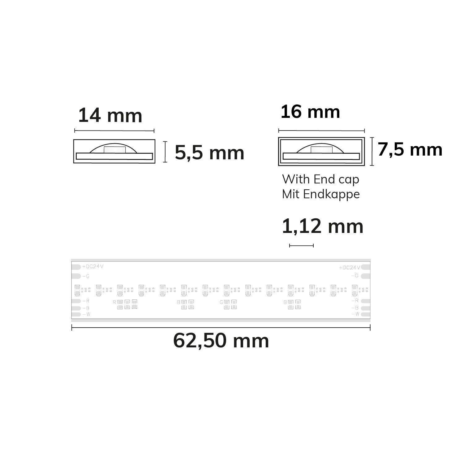 ISOLED LED AQUA COB RGB+3000K Linear Flexband, 24V DC, 20W, IP68, 5m Rolle, 896 LED/m - 4