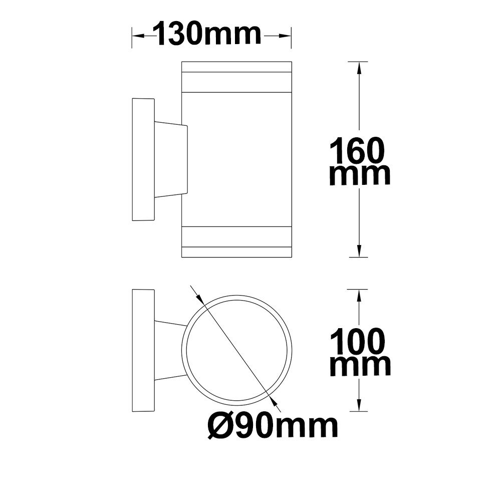 ISOLED Wandleuchte Up&Down 2xGX53, IP54, LxBxH 130x100x166, anthrazit, exkl. Leuchtmittel - 4