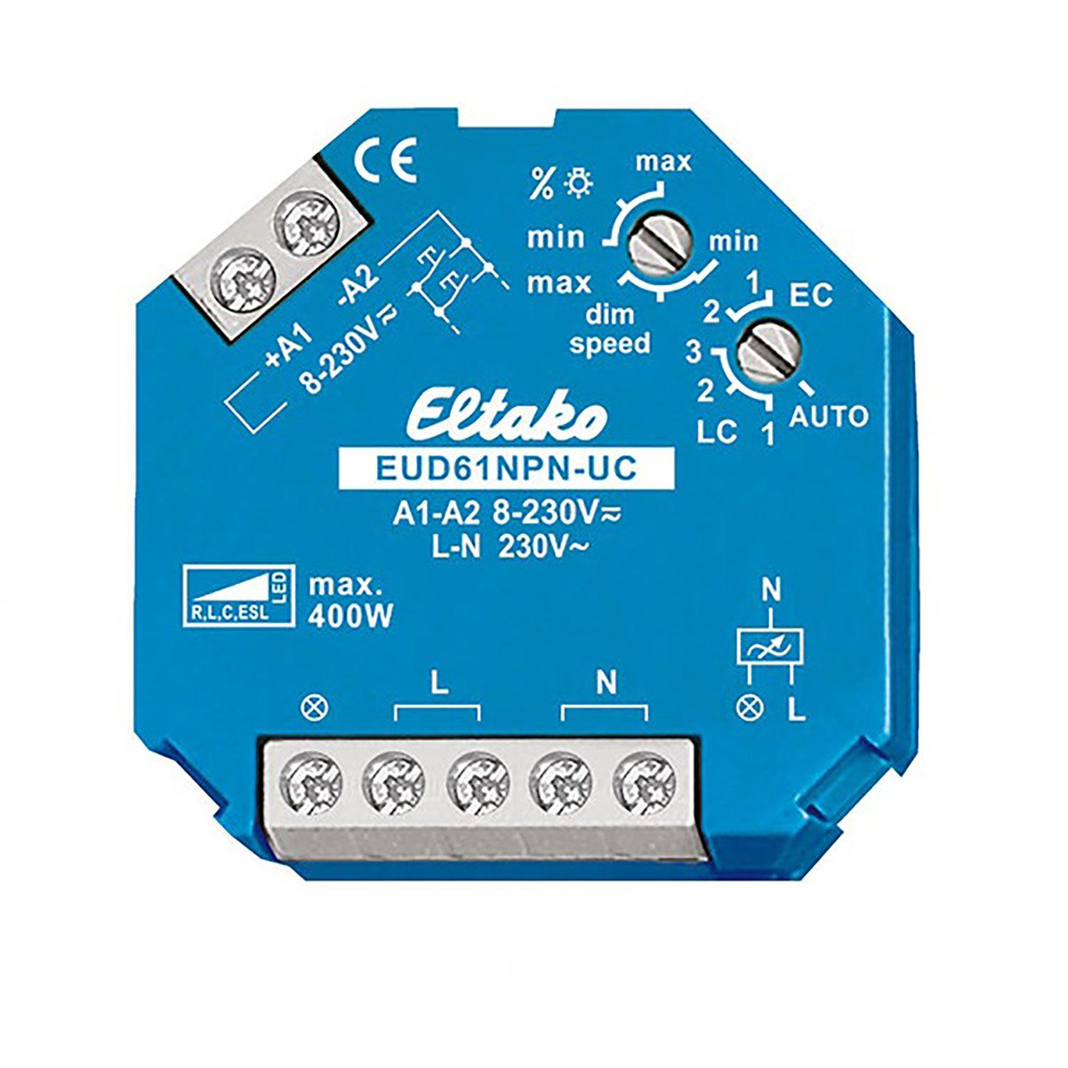 ISOLED Universal-Push Dimmer Eltako für dimmbare 230V Leuchtmittel/Trafos, 400VA - 1