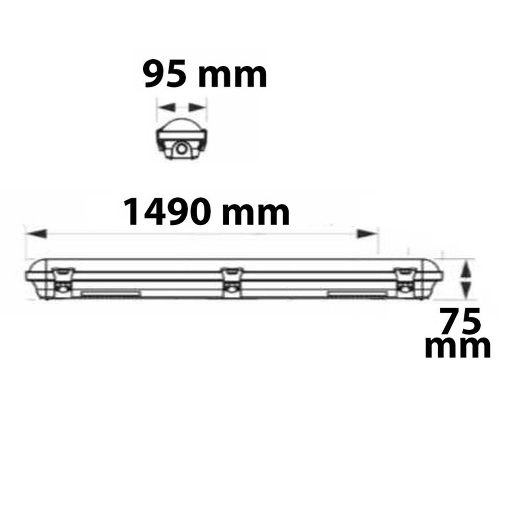 ISOLED LED Wannenleuchte 150cm, IP65, PowerSwitch 35-60W, ColorSwitch 3000|4000|5000K - 4