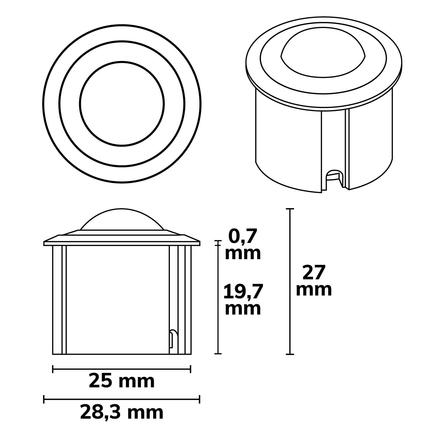 ISOLED DALI-2 Master Mini-PIR-Einbau-Bewegungs-/Lichtsensor, H:3m, benötigt DALI-Bus Spannung schwarz - 3