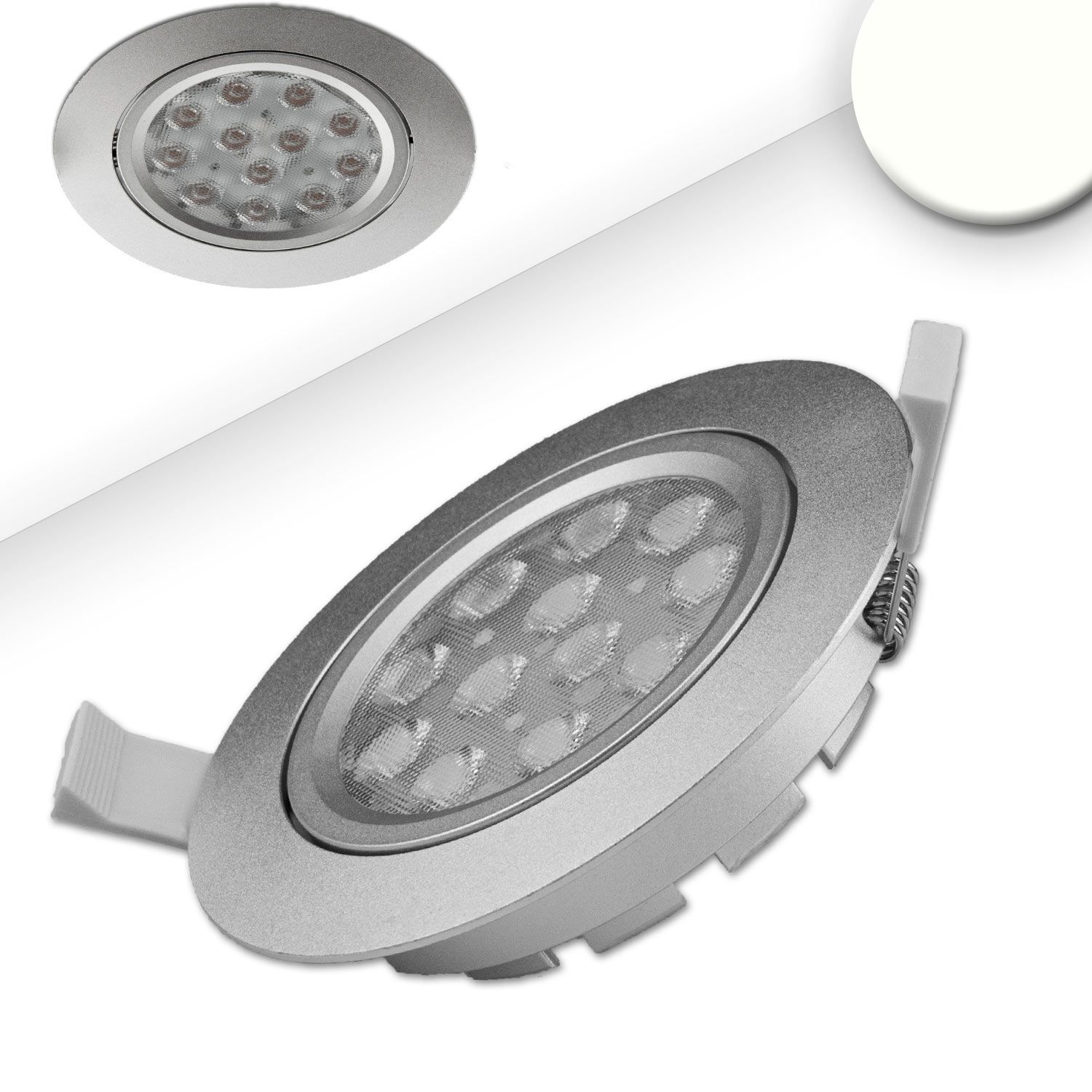 ISOLED LED Einbaustrahler, silber, 15W, 72°, rund, neutralweiß, dimmbar ISOLED LED Einbaustrahler, silber, 15W, 72°, rund, neutralweiß, dimmbar - 1
