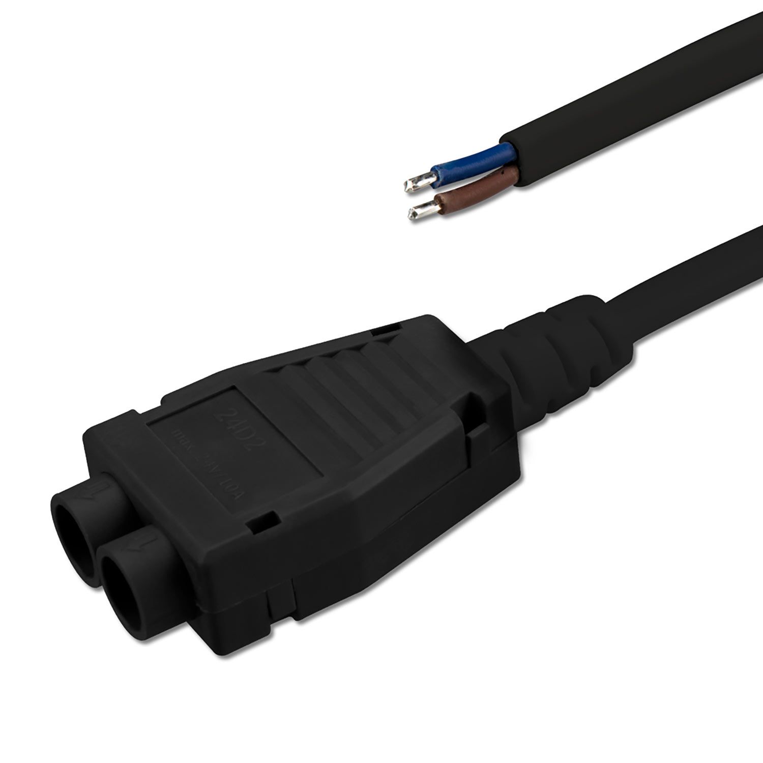ISOLED Mini-Plug 2-fach Verteiler female, 1m, 2x0,75, IP54, schwarz, max. 48V/6A - 1