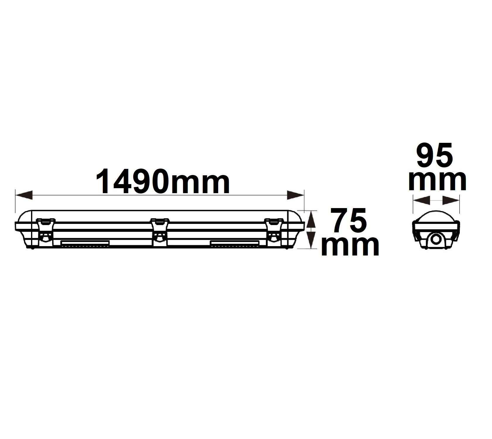 ISOLED LED Wannenleuchte 150cm mit Notlichtfunktion, IP65, PowerSwitch 35-60W, ColorSwitch 3000|4000|5000K - 4