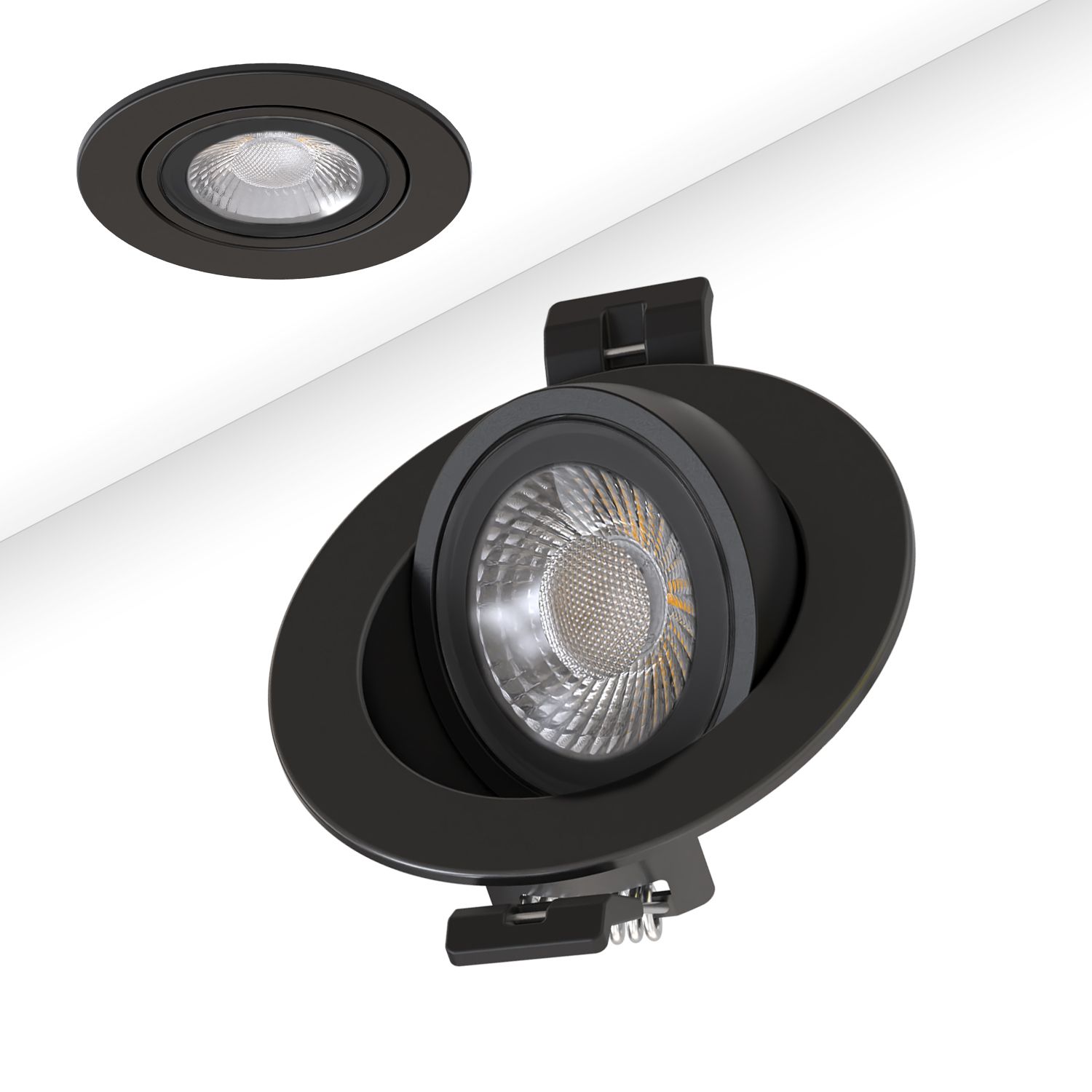 ISOLED LED Einbaustrahler Sphere-68 schwenkbar, 6W, 40°, 2700|3000|4000K, CRI90, schwarz, dimmbar - 2