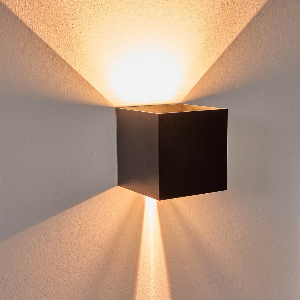 Emilum LED-Wandleuchte 24V, 8W, RGBW/2700K, CRI90, IP54 Schwarz - Produktbild 5