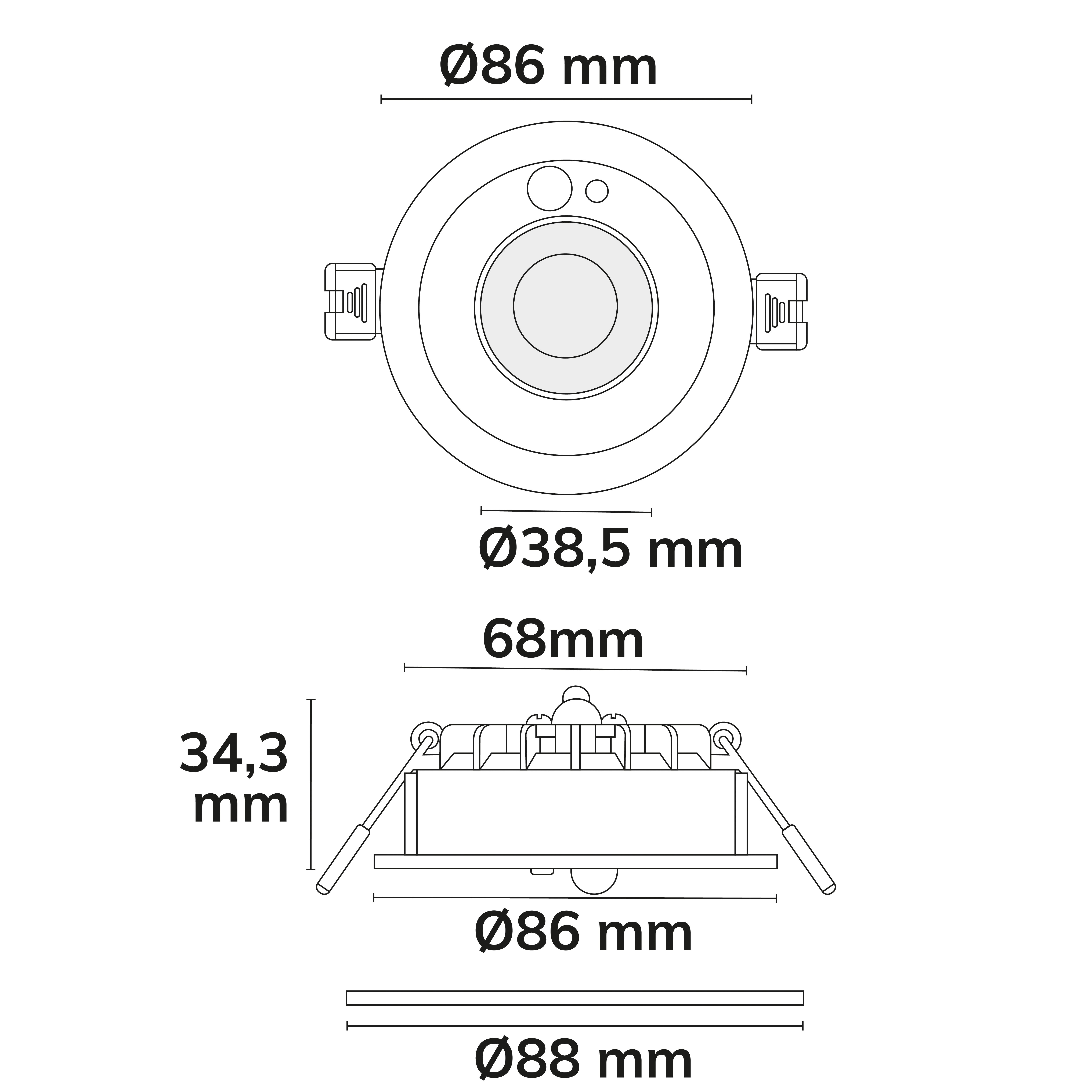ISOLED LED Einbaustrahler Vario-68 mit PIR-Sensor 6W, 60°, 2700|3000|4000|6000K, IP65, CRI90, chrom - 3