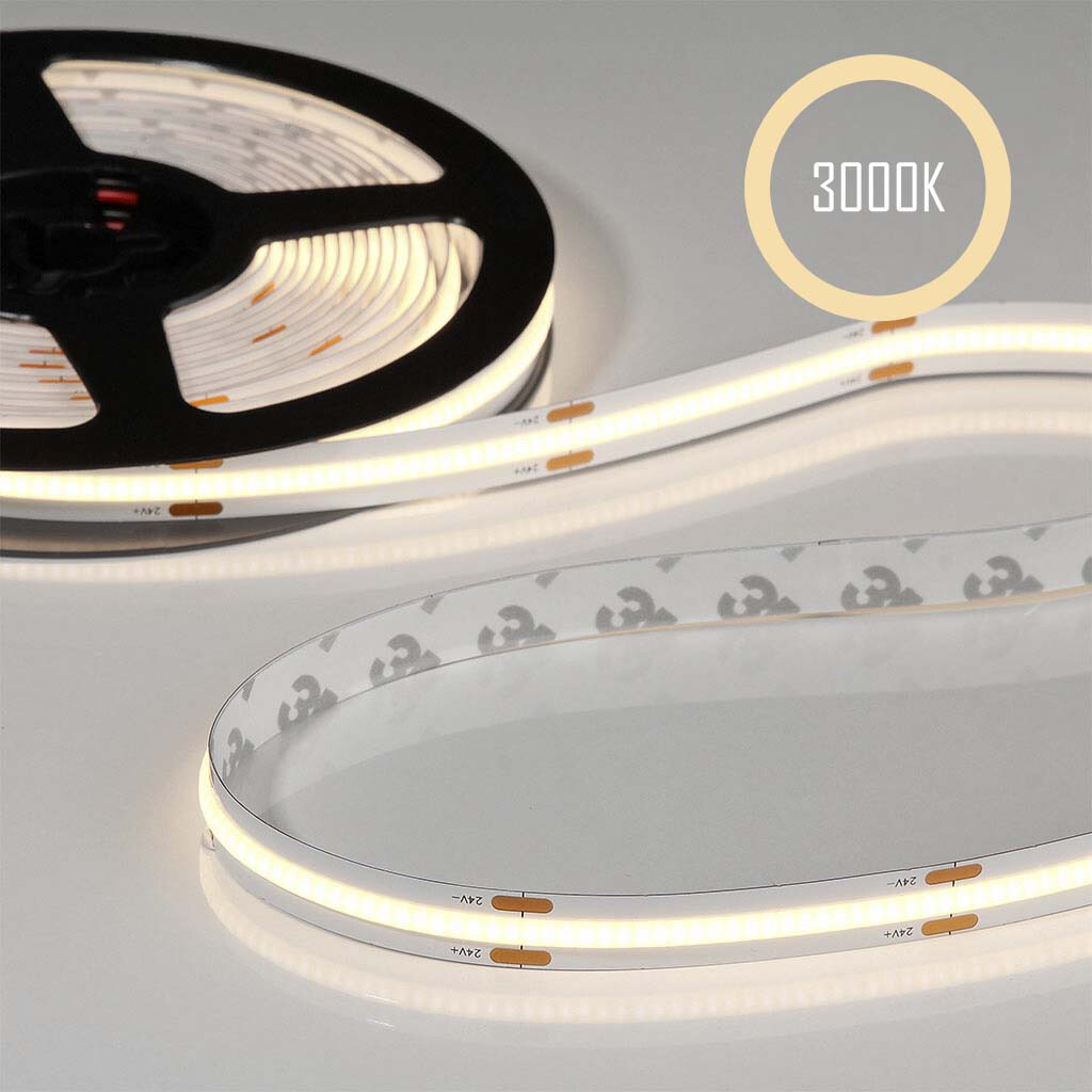 Emilum Flex COB-Stripe 24V, 8W, 3000K, CRI90, 320LED, IP20, 8mm - Produktbild 1