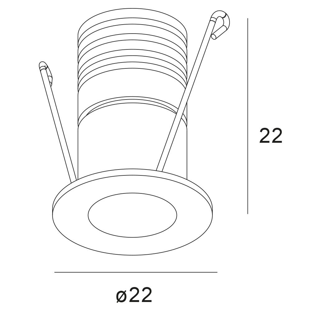 ISOLED LED Einbauleuchte MiniAMP weiß, 1W, 24V DC, warmweiß, rückversetzt, dimmbar - 2