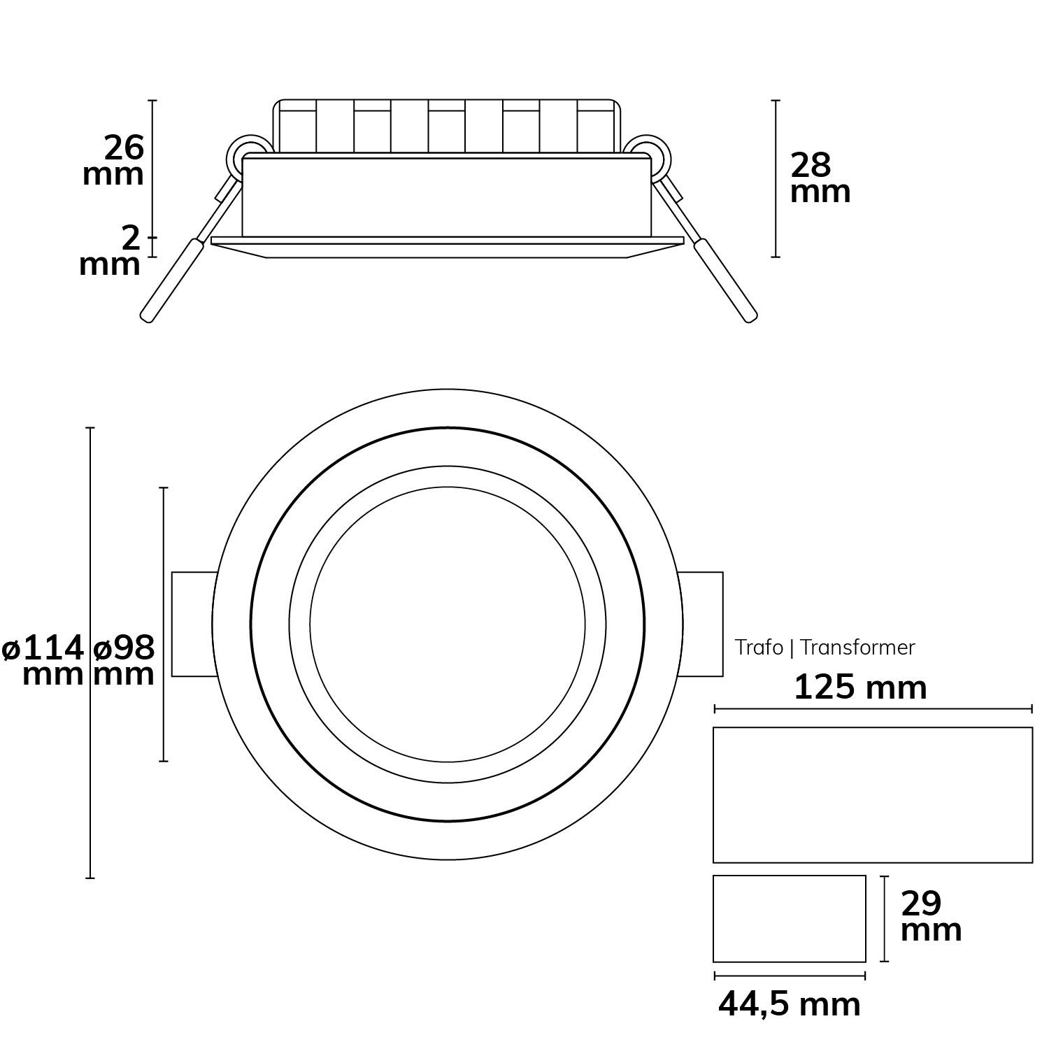 ISOLED LED Einbaustrahler, weiß, 15W, 72°, rund, warmweiß, dimmbar - 3