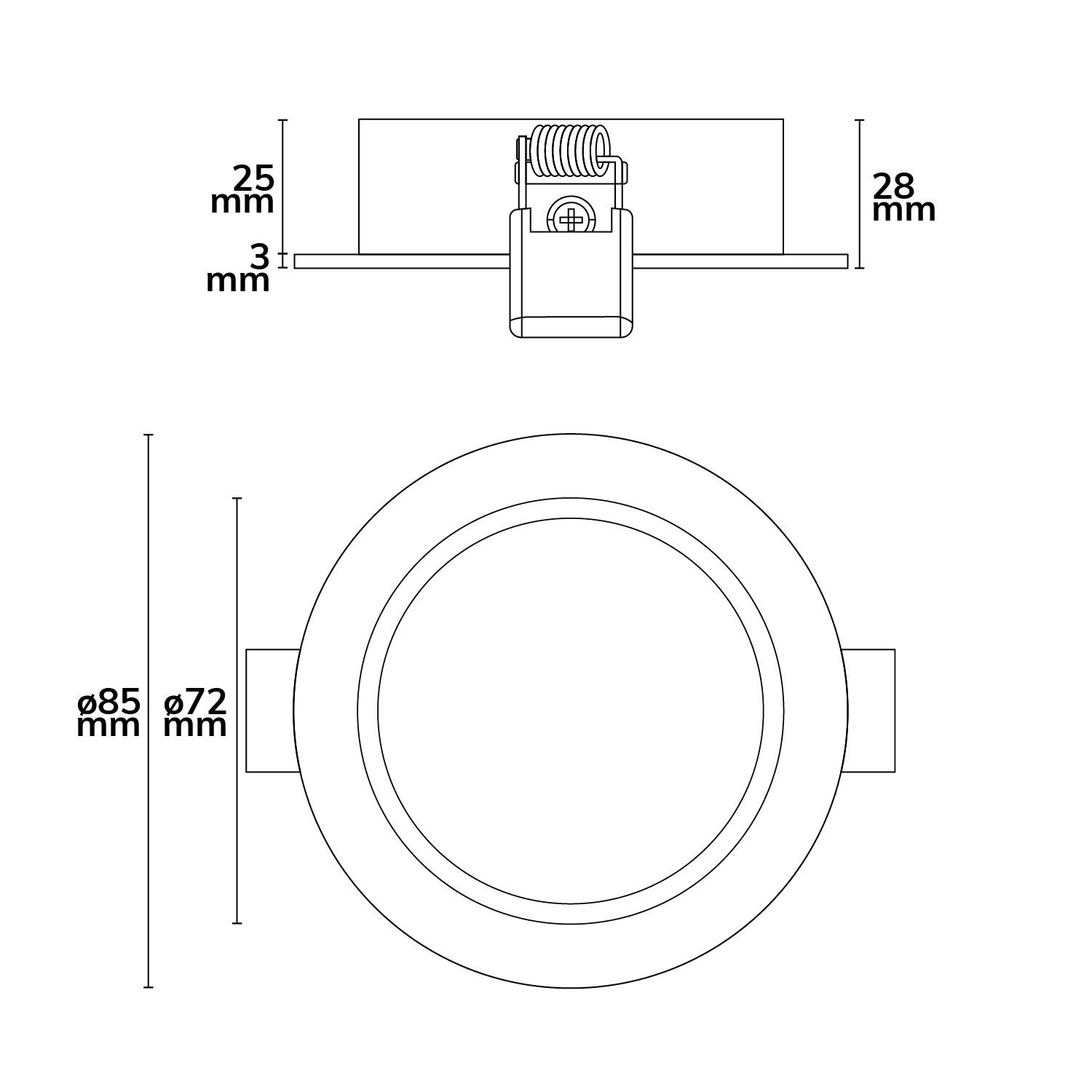 ISOLED Einbaurahmen rund, Loch 68mm, weiß, für GU10/MR16 Spots - 3
