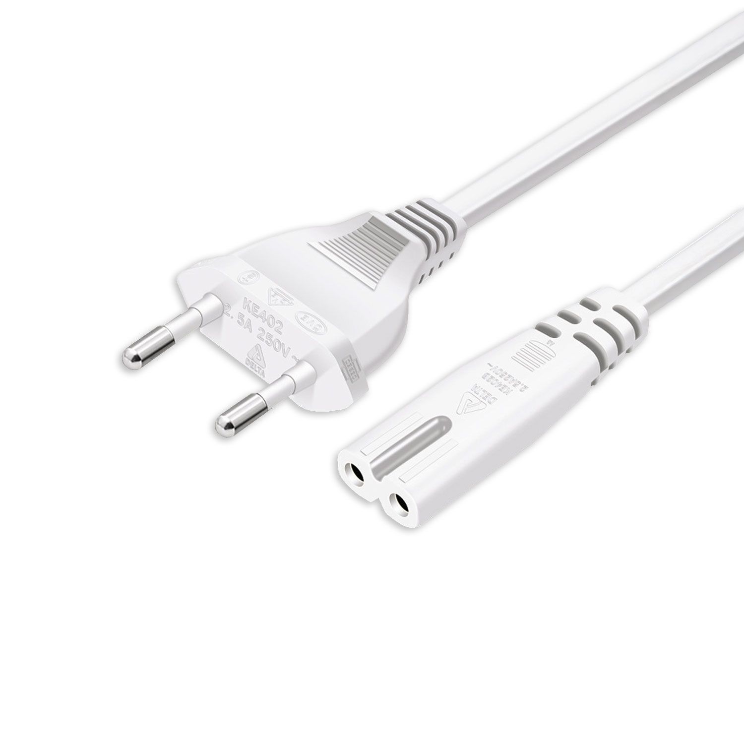 ISOLED Standard EU-PowerCord Stecker, 2x0,75mm², weiß, 1m - 1