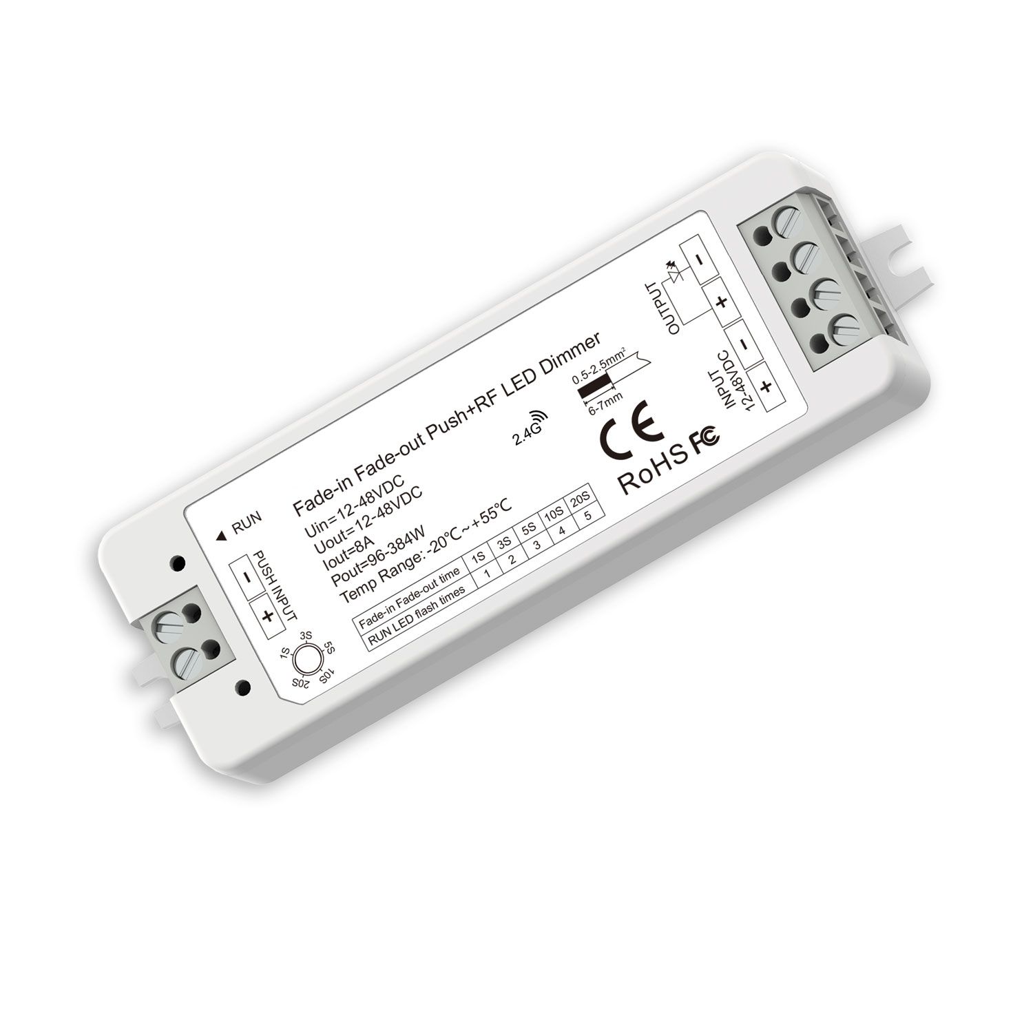 ISOLED Sys-Pro Push/Funk Soft-On/Soft-Off PWM-Dimmer, 1 Kanal, 12-48V DC 8A - 1