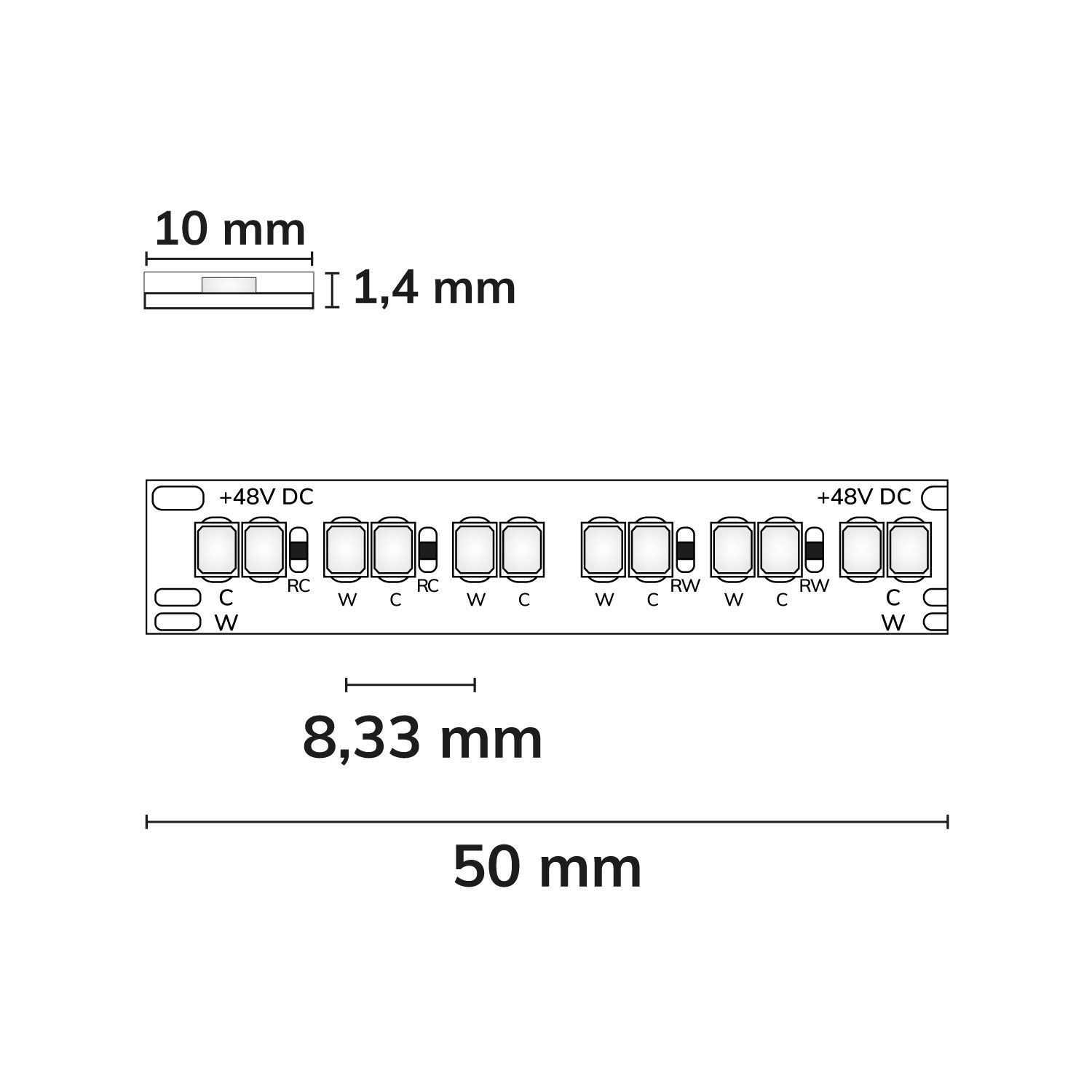 ISOLED LED CCC Amber+SkyBlue Flexband, 10W+10W, 10m Rolle, 48V, IP20 - 3