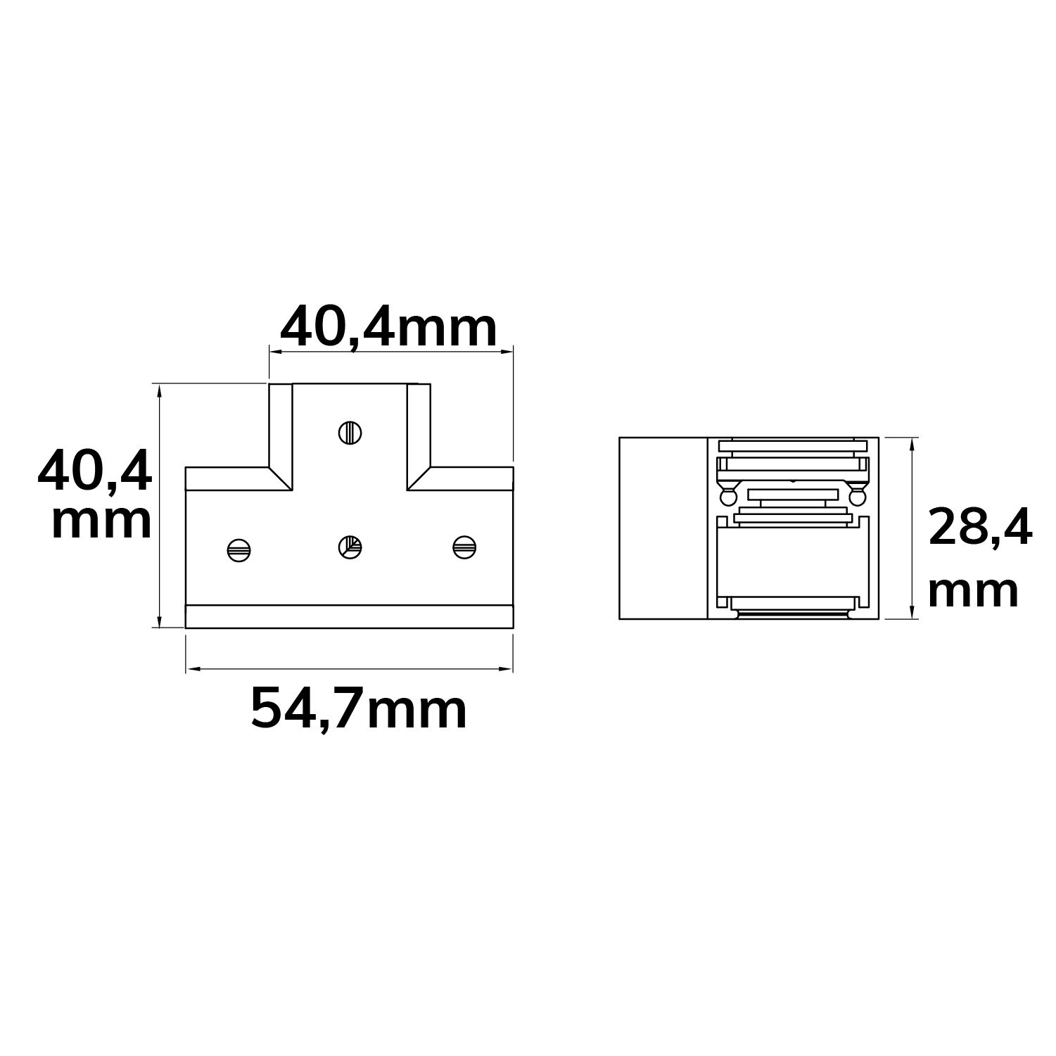 ISOLED Track48 T-Schiene horizontal für Aufbauschiene flat, weiß, nicht stromführend - 2