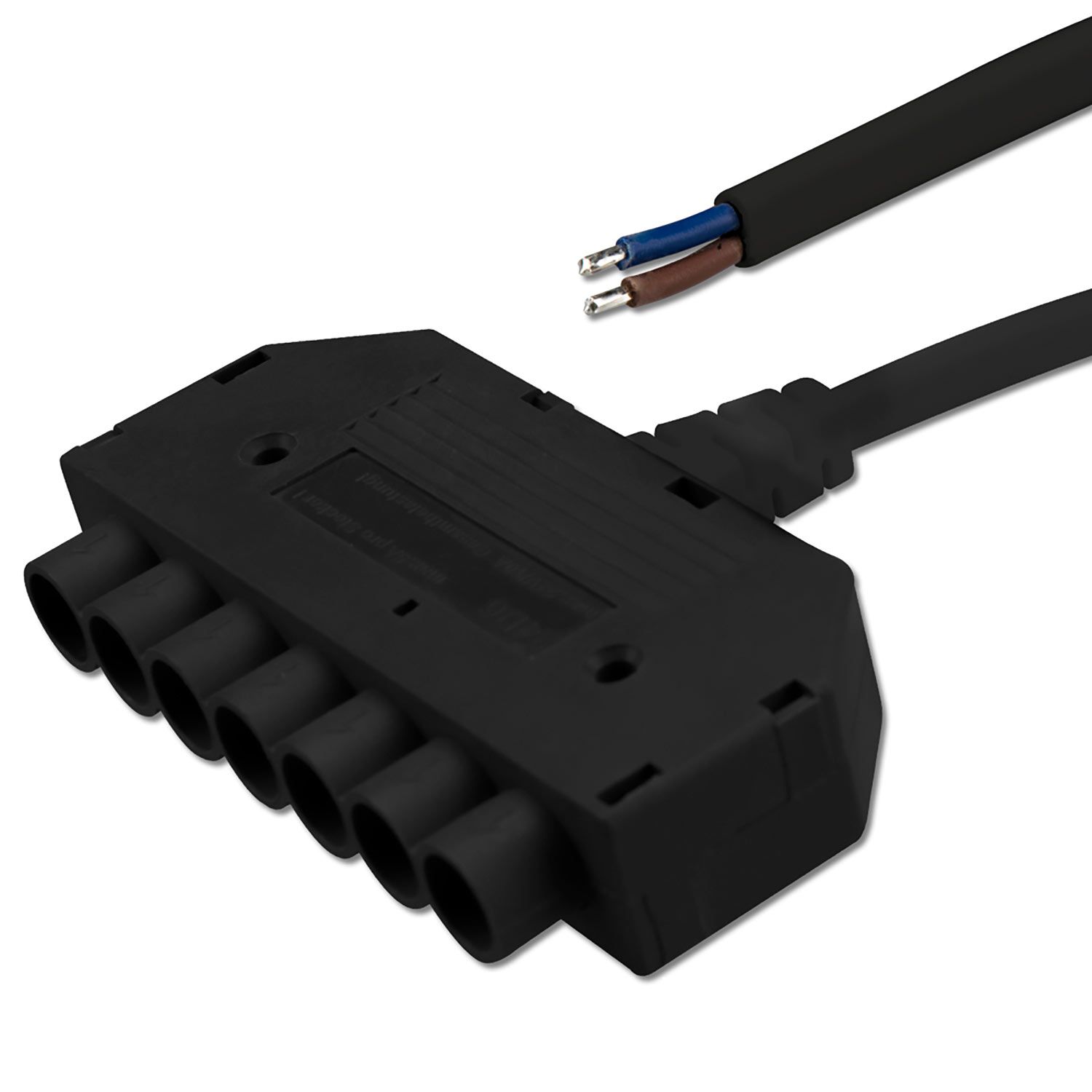 ISOLED Mini-Plug 6-fach Verteiler female, 1m, 2x0,75, IP54, schwarz, max. 48V/6A ISOLED Mini-Plug 6-fach Verteiler female, 1m, 2x0,75, IP54, schwarz, max. 48V/6A - 1