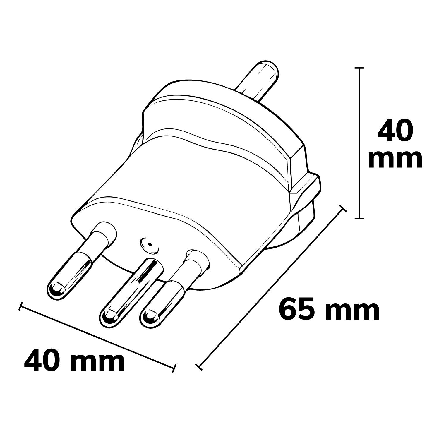 ISOLED Fixadapter CH Typ 12 auf Schuko CEE 7/7, weiß, nicht demontierbar, 10A - 3