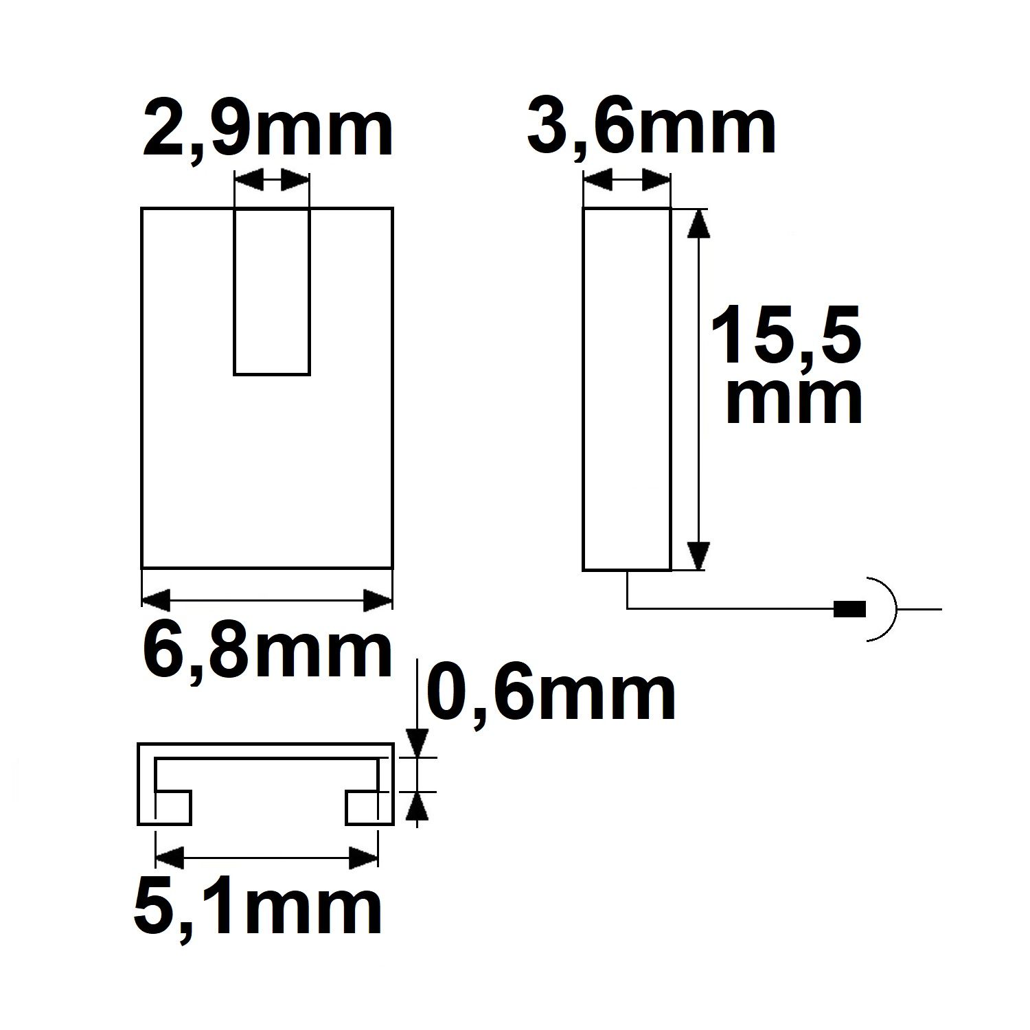 ISOLED MiniAMP male-Stecker zu Kontakt-Kabelanschluss (max. 3A) K2-25 für 2-pol IP20 Stripes mit Breite 5mm - 2