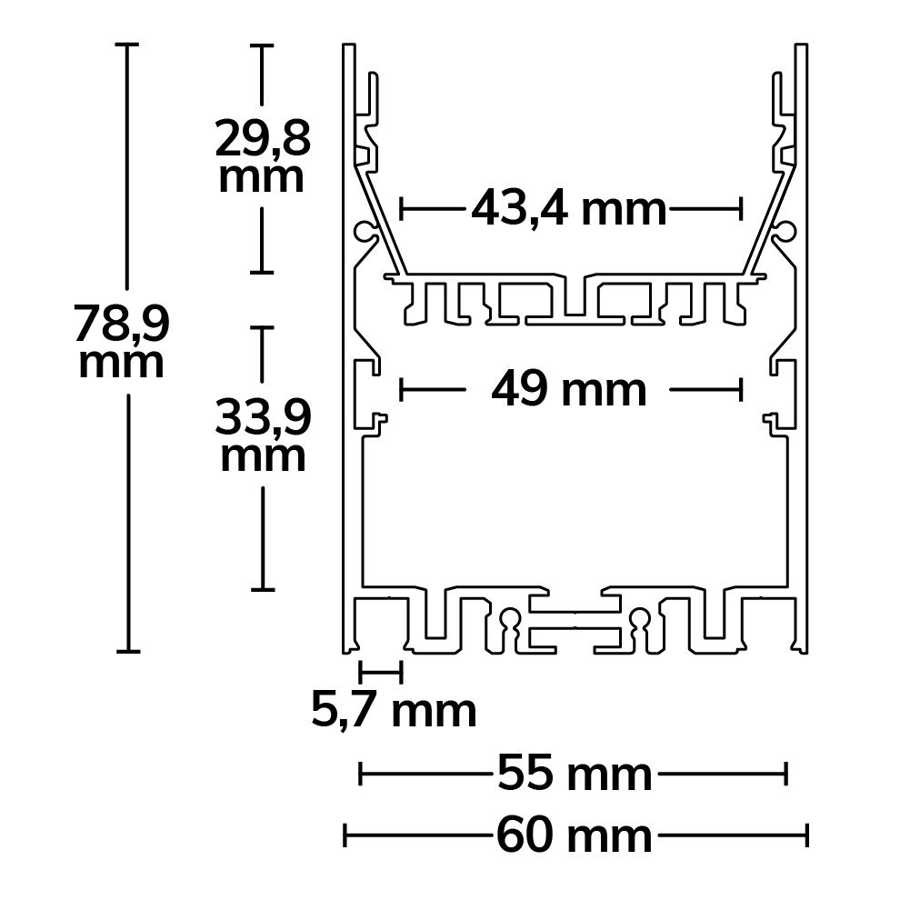 ISOLED LED Leuchtenprofil LAMP40 Up&Down Aluminium silber pulverbeschichtet, 200cm - 3