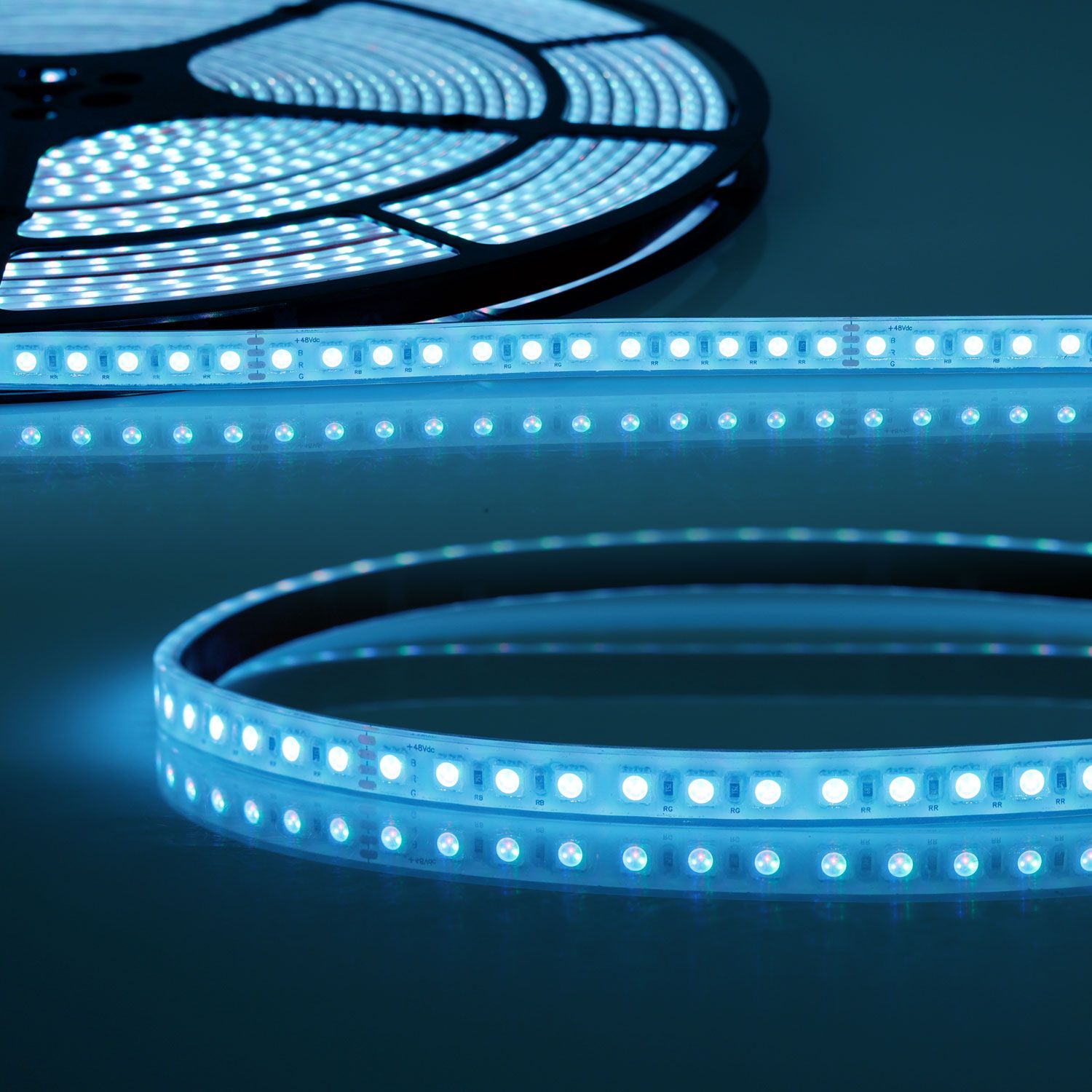 ISOLED LED AQUA RGB 48V Flexband, 14,4W, IP68, 3in1 Chip, 20m Rolle, 96 LED/m - 1