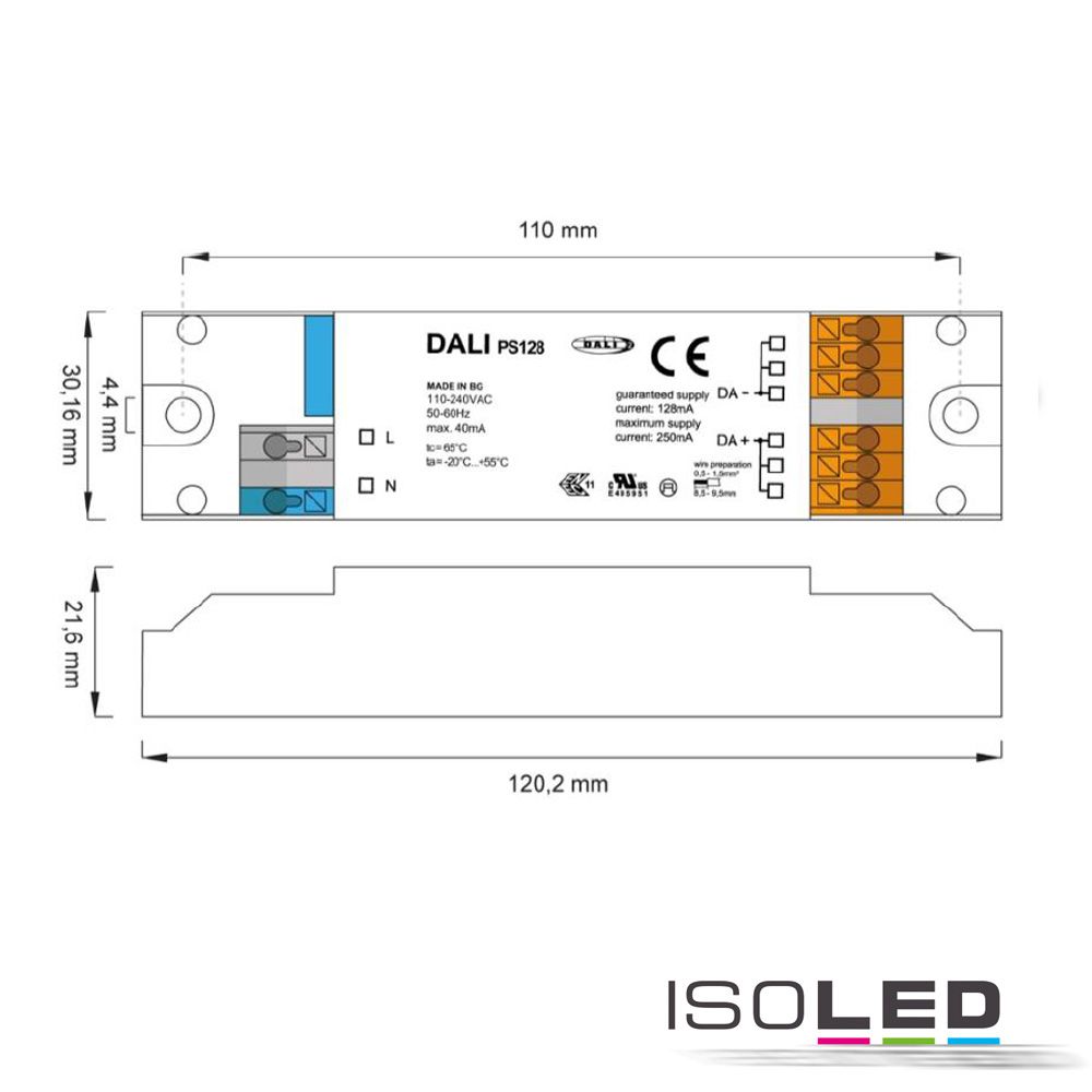 ISOLED DALI-2 Bus-Spannungsversorgung 128mA, 100-240V AC - 4