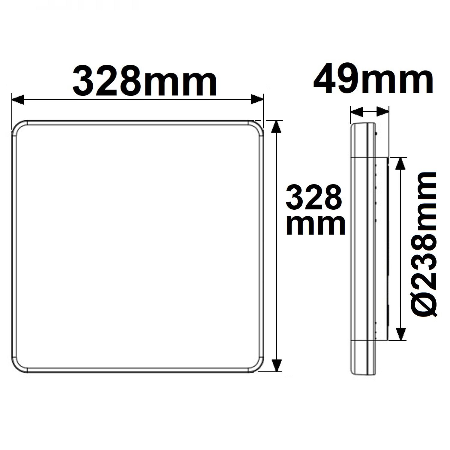 ISOLED LED Decken/Wandleuchte 24W, weiß, eckig, 328x328mm, IP54, ColorSwitch 3000|4000K - 3