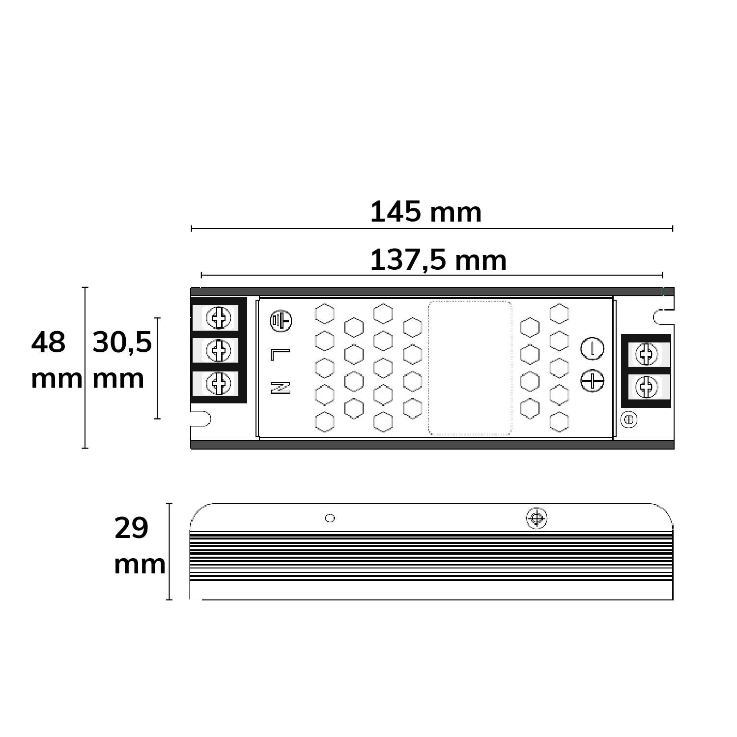 ISOLED LED Trafo 24V/DC, 0-100W, Gitter, flach - 3