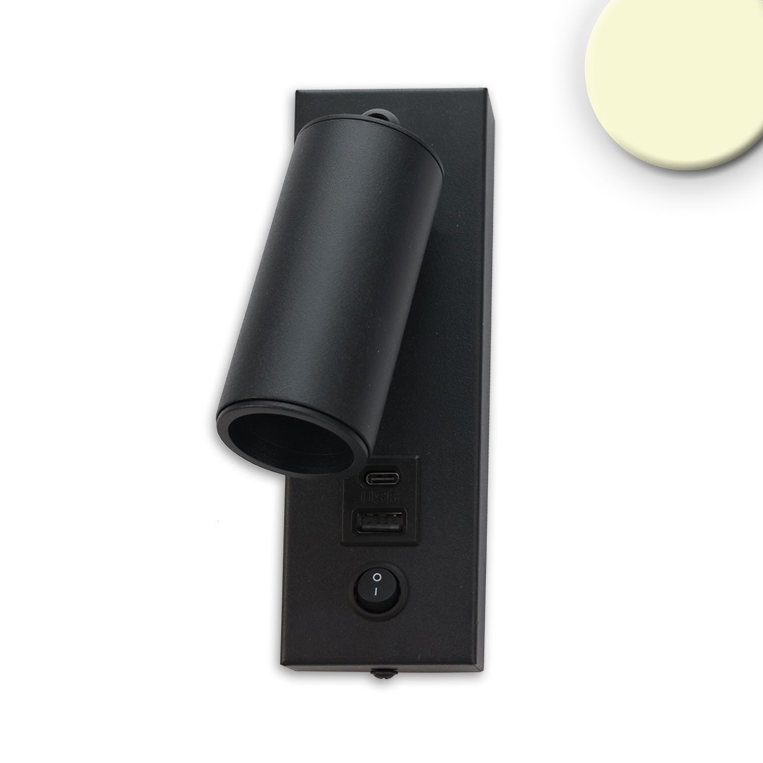 ISOLED LED Leseleuchte, 4,5W, schwarz, mit USB-A und USB-C Ladebuchse, 3000K - 2