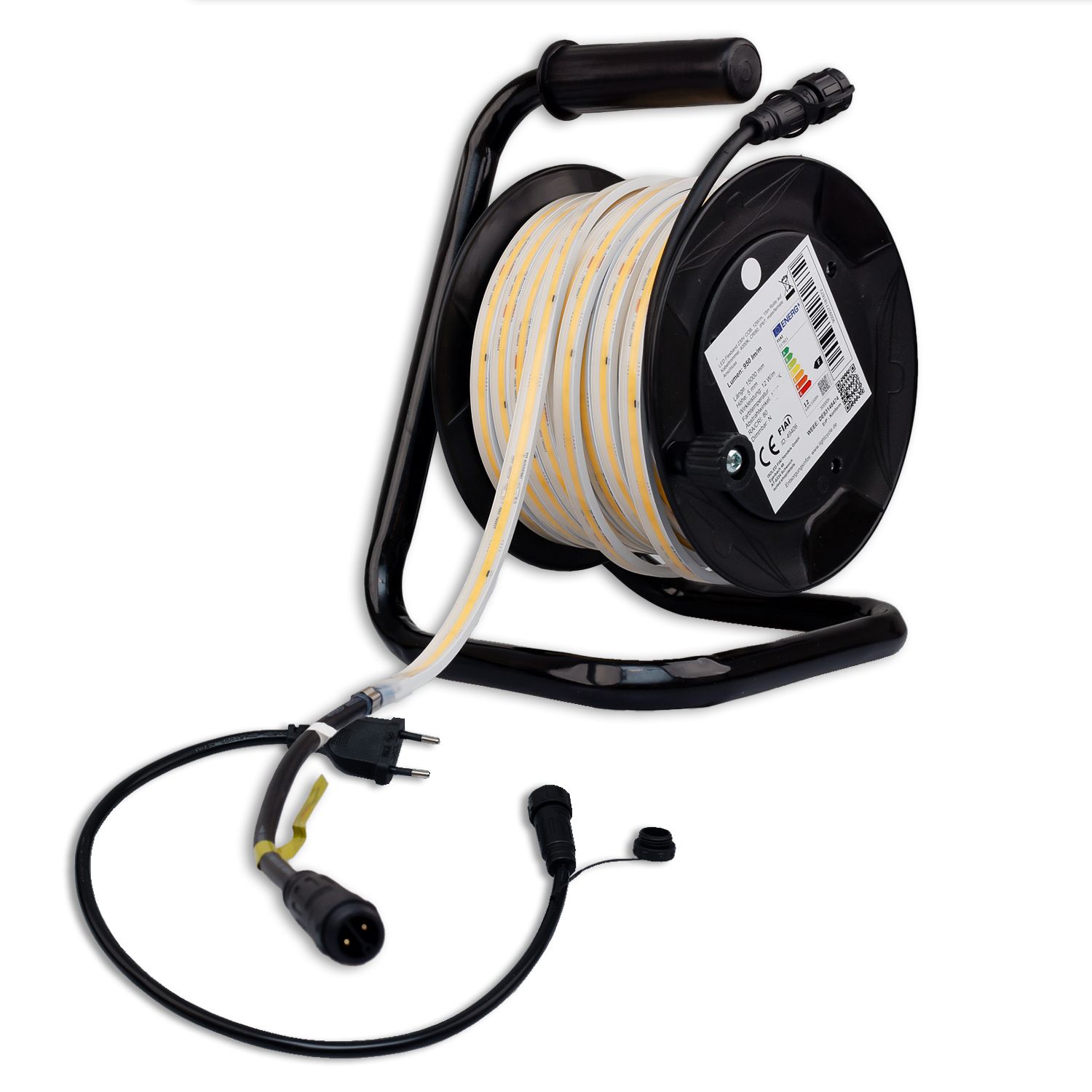 ISOLED LED Flexband 230V COB, 12W/m, 15m Rolle auf Kabeltrommel, 3000K, CRI80, IP67, male/female Anschluss - 4