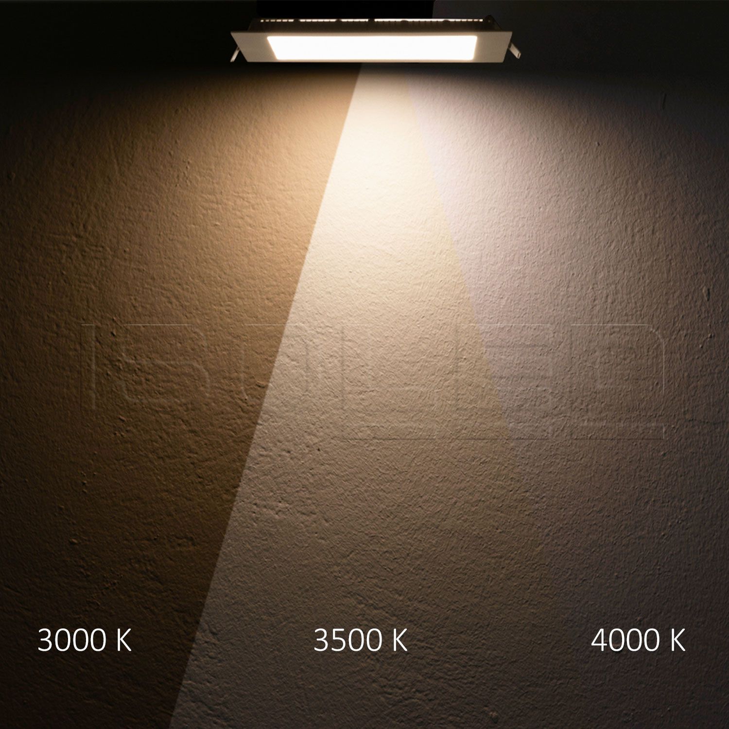ISOLED LED Downlight, 18W, eckig ultraflach weiß, 225x225mm, ColorSwitch 3000|3500|4000K, dimmbar - 4