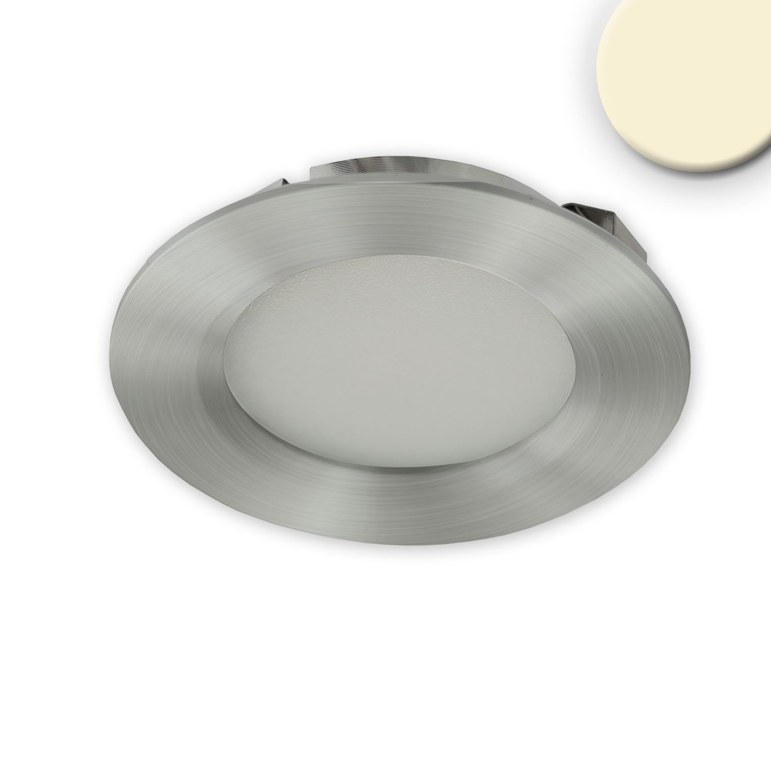 ISOLED LED Möbeleinbaustrahler MiniAMP ALU gebürstet, rund, 3W, 120°, 24V DC warmweiß 3000K, dimmbar - 2
