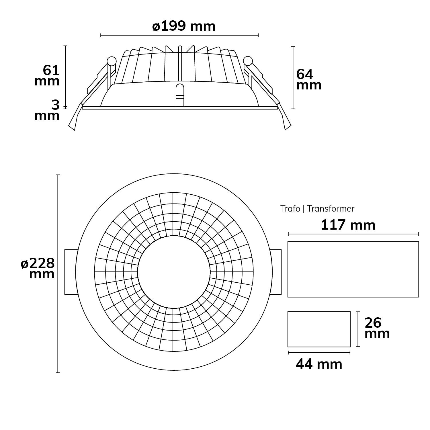 ISOLED LED Downlight Reflektor 18W, 60°, 150lm/W, UGR