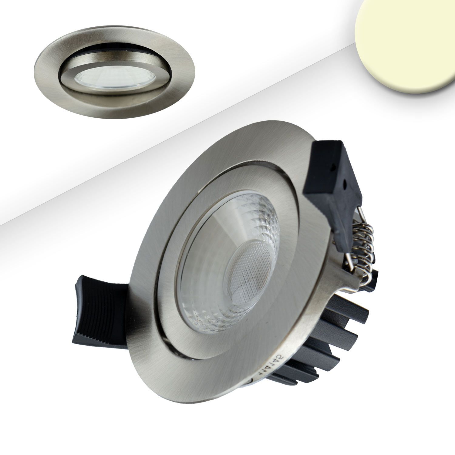 ISOLED LED Einbaustrahler, silber, 8W, 36°, rund, warmweiß, IP65, dimmbar ISOLED LED Einbaustrahler, silber, 8W, 36°, rund, warmweiß, IP65, dimmbar - 1