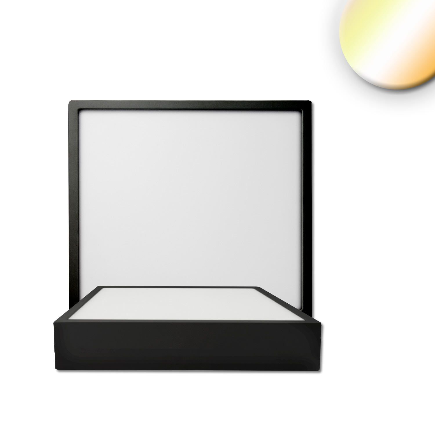 ISOLED LED Deckenleuchte PRO schwarz, 8W, eckig, 120x120mm, ColorSwitch 2700|3000|4000K, dimmbar - 1