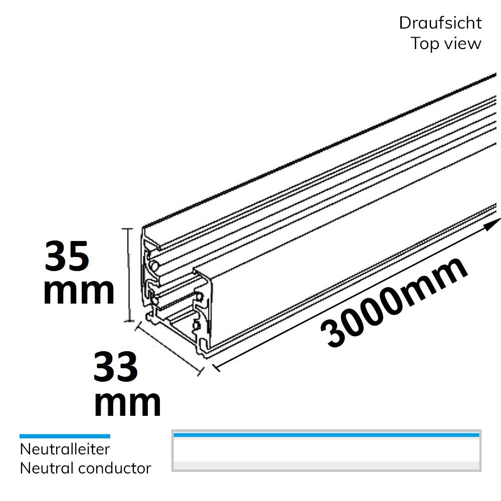 ISOLED 3-Phasen S1 Stromschiene, 3m, schwarz - 4