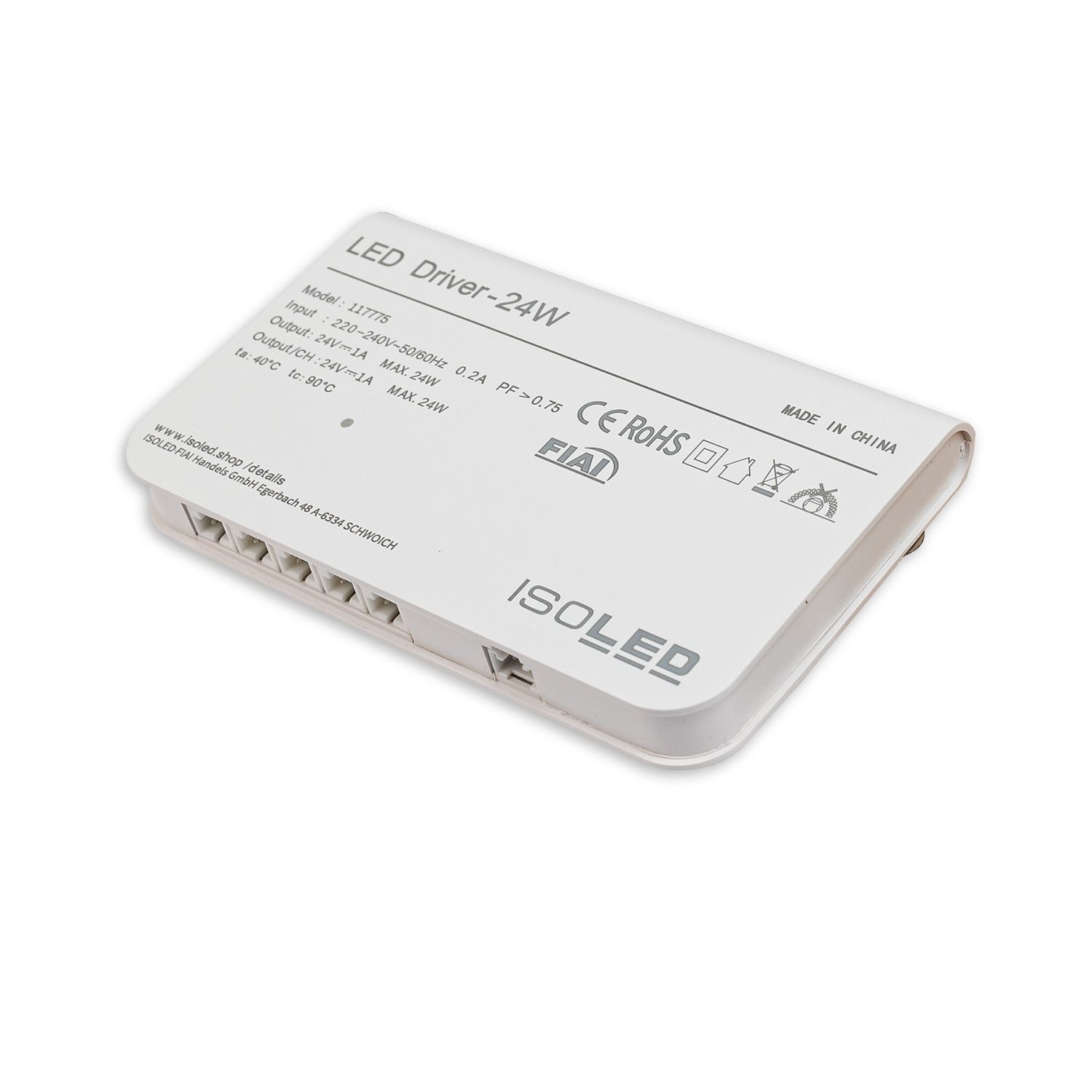 ISOLED LED MiniAMP Trafo 24V/DC, 0-24W, 5x3A mit Master Sensor-Port, ultraflach - 4