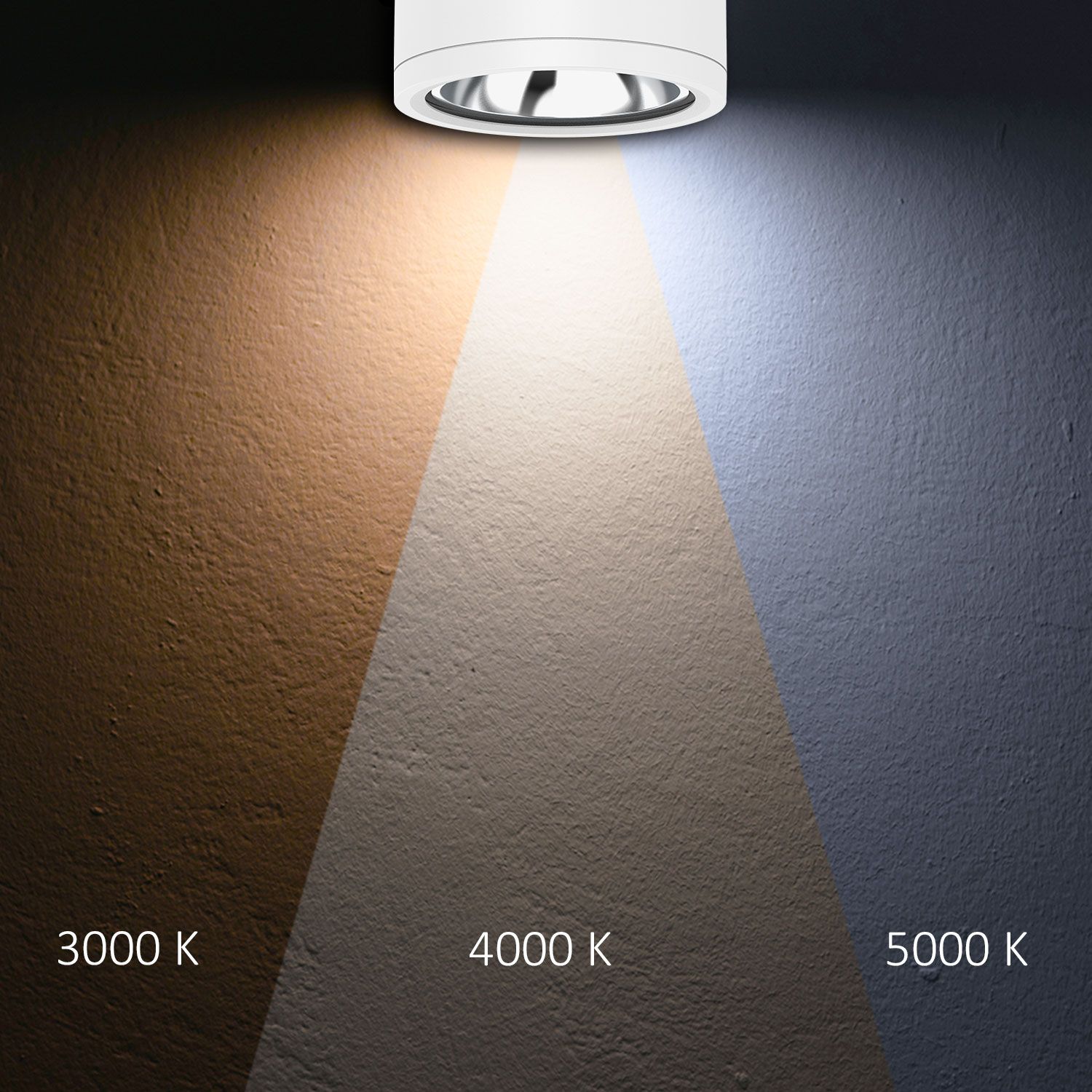 ISOLED LED Deckenaufbaustrahler IP65, weiß, 25W, ColorSwitch 3000|4000|5000K, dimmbar - 3